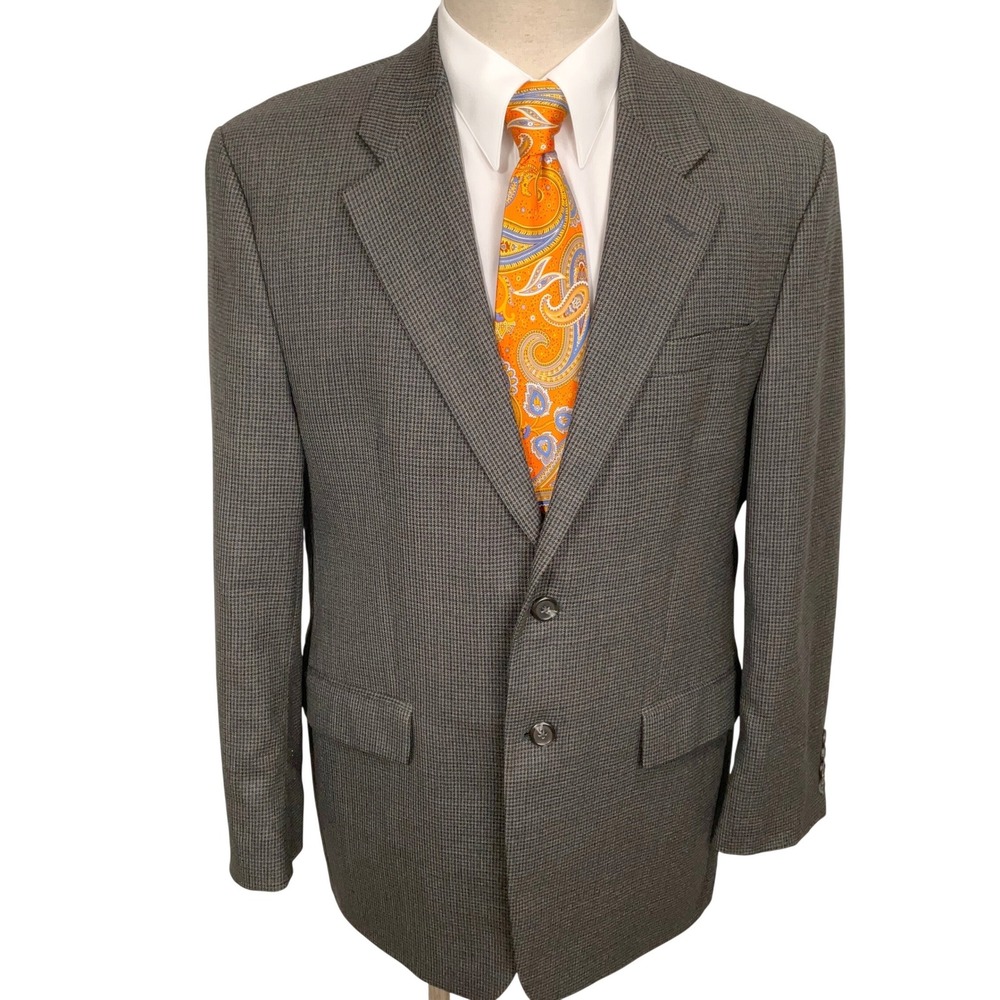Lauren Ralph Lauren Blazer Mens 40R Brown Pink Micro Houndstooth Wool  Canada